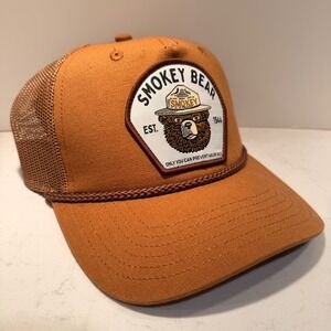 Smokey Bear NEW Trucker Hat Mesh Rope SnapBack Cap Tan EST. 1944 Adjustable